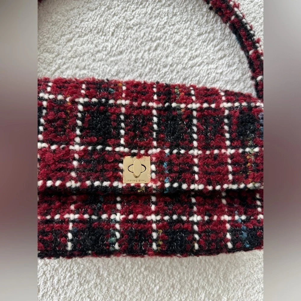 ANINE BING NWT Nico Bag in Cherry Plaid